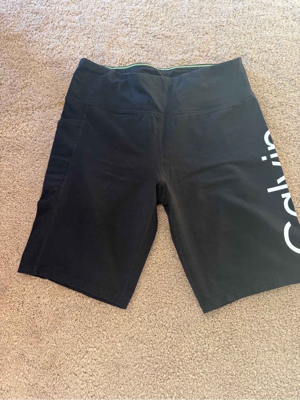 Calvin XL Klein Black High-Waist Bike Shorts with Side Logo